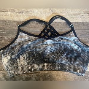 SO Adjustable Strap Black Print Sports Bra size Medium